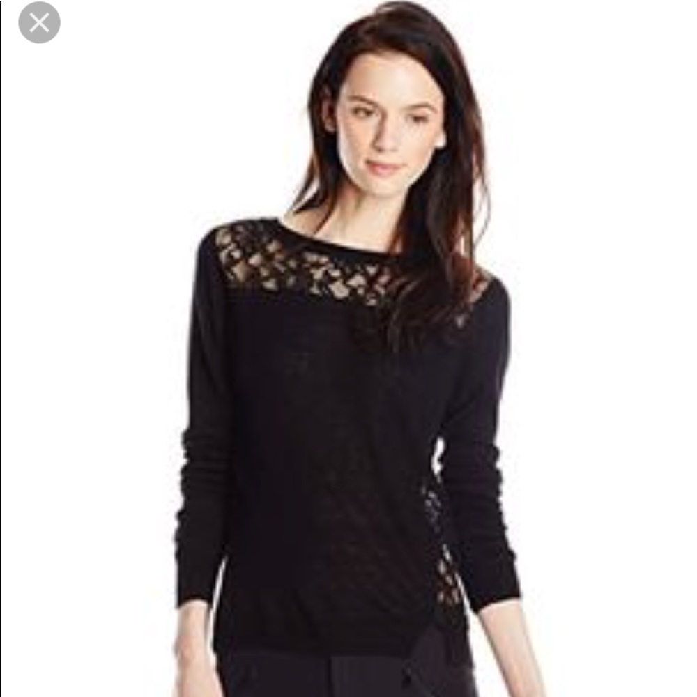 Rebecca Taylor NWT blocked lace black sweater S
